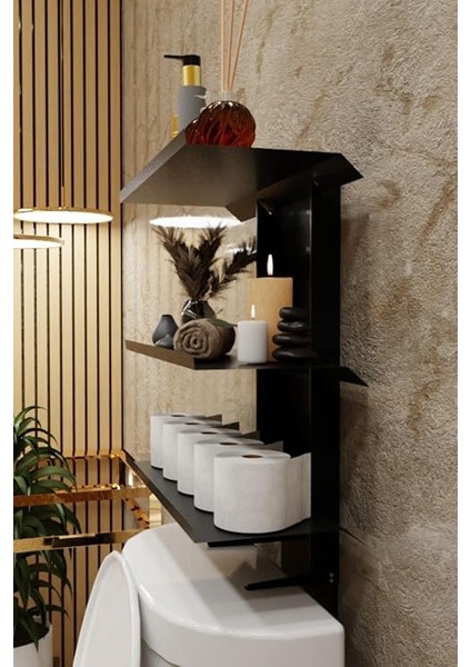 Siyah Klozet Üstü Raf, Organizer Tuvalet Kağıtlık ve Wc Tuvalet Banyo Düzenleyici MT116S indirimleri