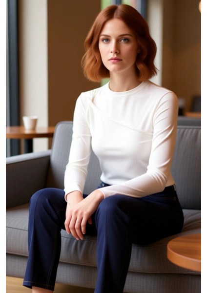 Kadın Uzun Kollu Bluz Vücuda Oturan Crop Omuz Burgusu Viskon Ribana Kaliteli Şık Rahat Modern