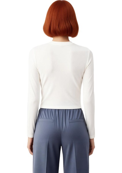 Kadın Uzun Kollu Bluz Vücuda Oturan Crop Omuz Burgusu Viskon Ribana Kaliteli Şık Rahat Modern modelleri