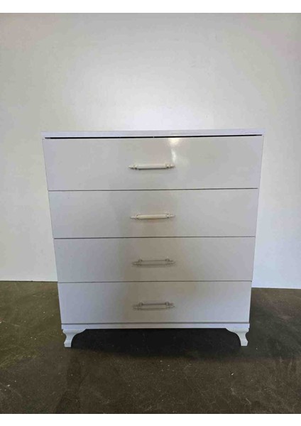 Şifonyer 70-80-40 cm Geniş Depolama Alanı Şık Tasarım Beyaz Kulp Beyaz Ayak fırsatları