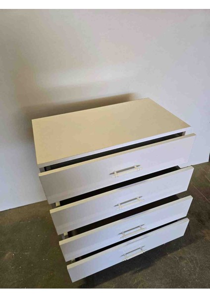 Şifonyer 70-80-40 cm Geniş Depolama Alanı Şık Tasarım Beyaz Kulp Beyaz Ayak indirimleri