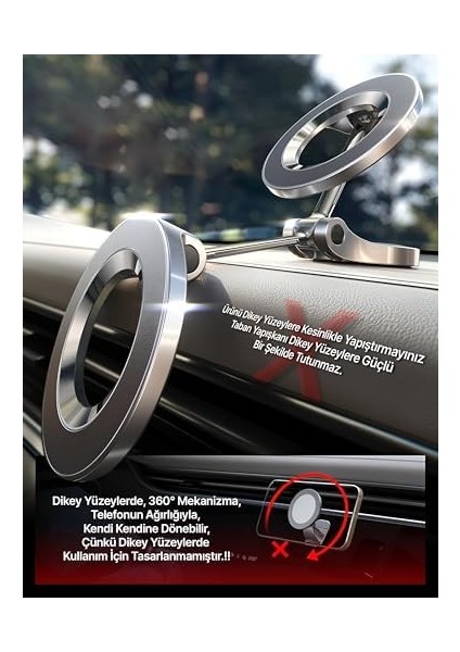 ile Uyumlu Ultra Güçlü ve 360 Dönebilen Yüksekliği ve Ekran Açısı Ayarlanabilen Matlaştırılmış Çelik Malzeme Lüks Tasarım Araç Telefon Tutucu fiyatları