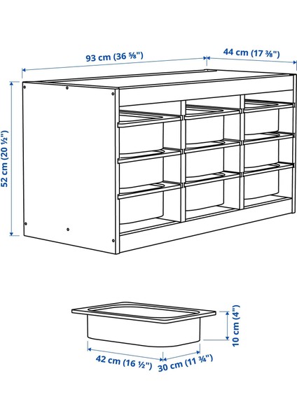 Trofast Saklama Ünitesi Çam Beyaz 93 x 44 x 52 cm fiyatları