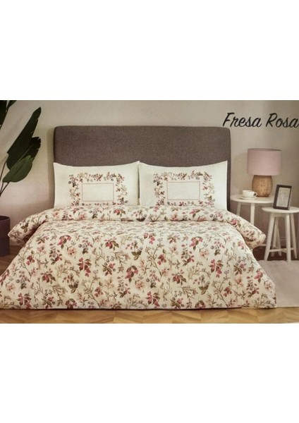 Nev Fresa Rosa Beyaz Çift Kişilik Nevresim Takımı