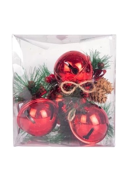 Yılbaşı Ağaç Süsü Çıngıraklı Yılbaşı Topu 4&apos;lü Set Kırmızı 6x7 Cm. fiyatları