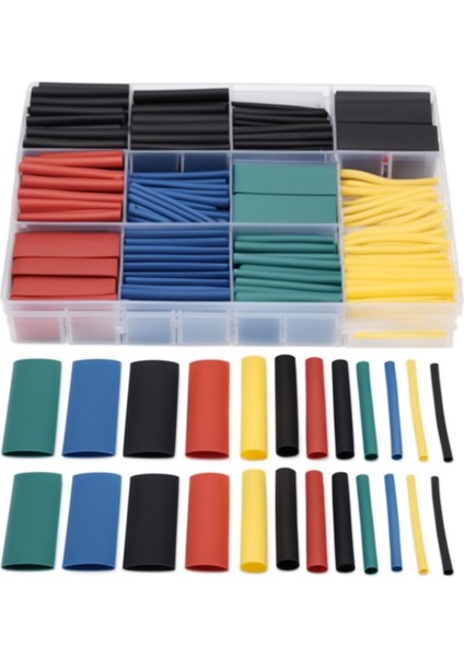 Isı ile Daralan Makaron 560 Parça Karışık Renk 2:1 Daralma Oranı Elektriksel Izolasyon ve Mekanik Koruma Için Esnek Kablo Seti