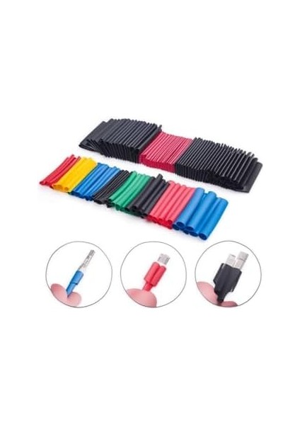 Isı ile Daralan Makaron 560 Parça Karışık Renk 2:1 Daralma Oranı Elektriksel Izolasyon ve Mekanik Koruma Için Esnek Kablo Seti modelleri