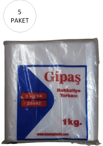 Litaetrend Bakkaliye Naylon Torba 3'kg Lık 26X42 cm 5 Paket (Takriben 825 Adet)