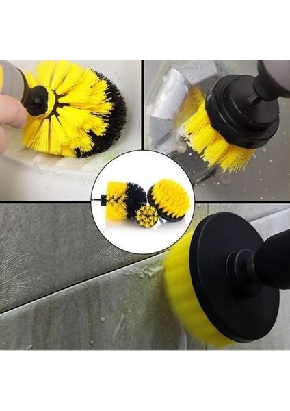 Buffer® 3lü Matkap Ucu Banyo Küvet Duşakabin Araba Tekerliği Koltuk Yıkama Temizleme Fırçası Seti modelleri