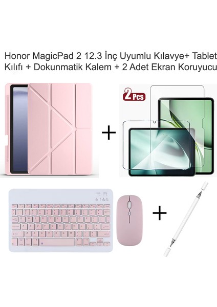 Yesnıce Honor Magicpad 2 12.3 Inç Uyumlu Standlı Kılıf ve Dokunmatik Kalem ve Klavye ve Mouse