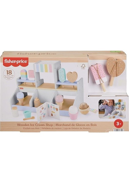 Ahşap Dondurma Dükkanı Okul Öncesi Çağdaki Çocuklar Için 18 Ahşap Parçadan Oluşan Fisher-Price Ahşap Dondurma Dükkanı Seti HXV21