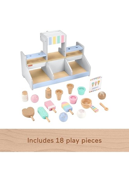 Ahşap Dondurma Dükkanı Okul Öncesi Çağdaki Çocuklar Için 18 Ahşap Parçadan Oluşan Fisher-Price Ahşap Dondurma Dükkanı Seti HXV21 indirimleri