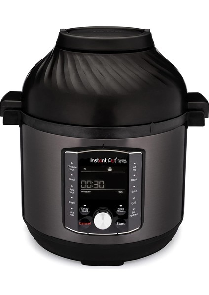 Pot Pro Crisp ve Airfryer, 11&apos;i 1 Arada Elektrikli Çok Amaçlı Pişirici - Hava Fritözü, Siyah Paslanmaz Çelik, 1500 W, 7,6 L