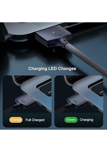 140W Usb-C - Manyetik 3 Kablo, MacBook Air (M2, 2022) ve MacBook Pro 14" 16" (M2, 2023), MacBook Pro 14" 16" (M1, 2021), MacBook Için Güvenli 3 Şarj Kablosu - 6.6ft (Gece Yarısı) modelleri