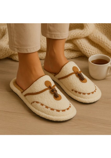 Kadın Kışlık Düğmeli Içi Havlulu Rahat Kaymaz Tüylü Ev Terliği(Dar Kalıp) fiyatları