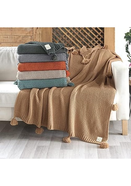 Coco Pirinç Örgü Triko Tv Battaniyesi Koltuk Şalı | Koltuk Örtüsü | Yatak Örtüsü | Throw (Gri) fiyatları