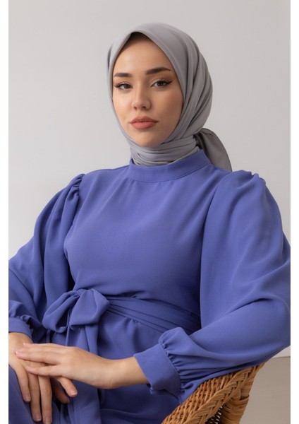 Gri Silk Home Düz Twill Polyester Eşarp