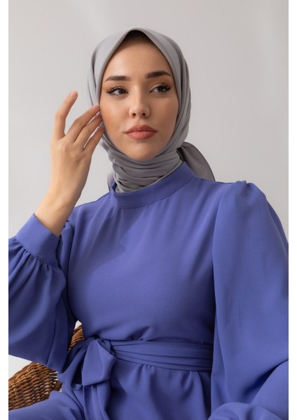 Gri Silk Home Düz Twill Polyester Eşarp modelleri