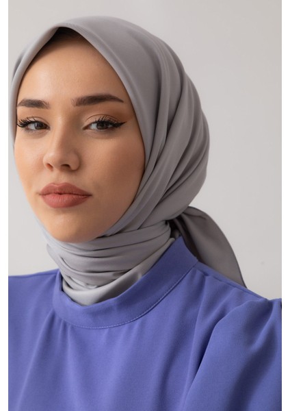 Gri Silk Home Düz Twill Polyester Eşarp indirimleri