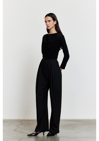 Yandan Bağlamalı Palazzo Pantolon Siyah fiyatları