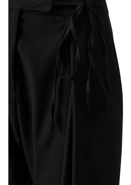 Yandan Bağlamalı Palazzo Pantolon Siyah indirimleri