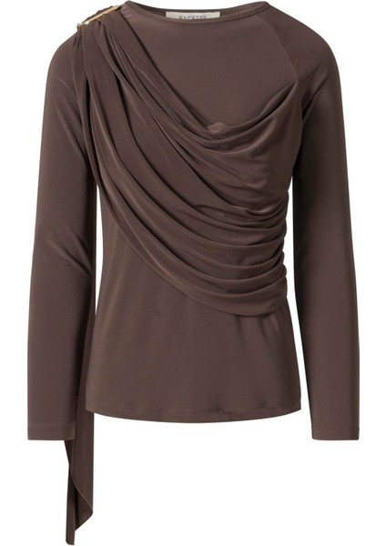 Şal Detaylı Bluz Acı Kahve