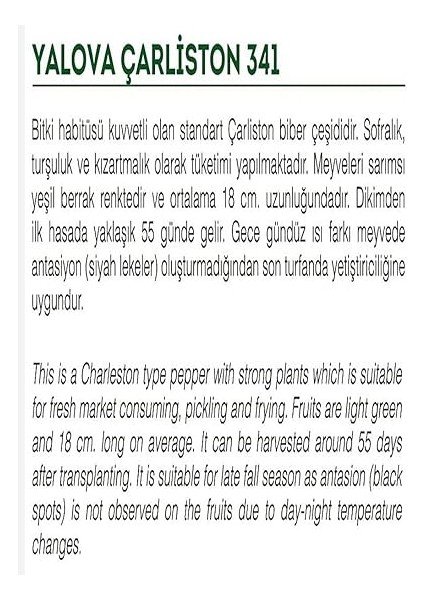 Tarım Ata Tohumu Sivri Biber Yalova Çarliston 1000 Adet Tohum fiyatları