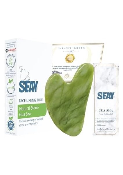 Seay Yeşim Kalp Guasha Yüz Masaj Aleti Face Roller Premium Face Gua Sha