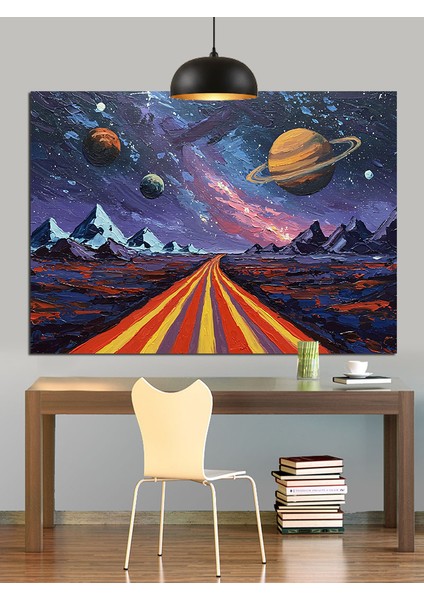 Uzay Gezegen Galaksi Manzara Dekoratif Kanvas - Mdf Ahşap Tablo fiyatları