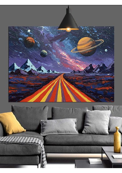 Uzay Gezegen Galaksi Manzara Dekoratif Kanvas - Mdf Ahşap Tablo indirimleri