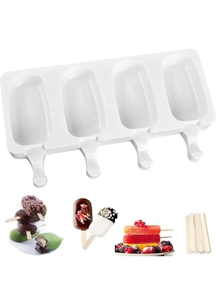 Ahşap Dondurma Çubukları (50 Adet) Pratik Evde Dondurma Yapma Çubuğu (Ahşap Kaşıklı Magnum Seti)