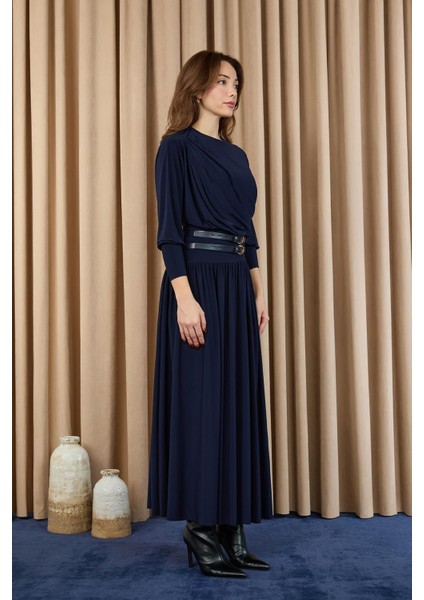 Kadın Kruvaze Yaka Kuşaklı Uzun Elbise -12659ELB fırsatları