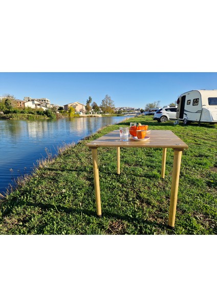 Brotherscraft Ahşap Katlanır Rulo Kamp ve Piknik Masası 80*60*55 cm Ceviz