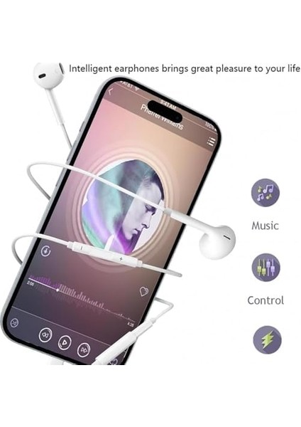 Kablolu Kulak Içi Kulaklık 120 cm Ses Açma Kapama Hd Ses Kalitesi Mikrofonlu Iphone Kulaklık Ios modelleri