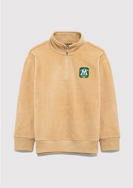 Yarı Fermuarlı Mavi Logo Kahverengi Sweatshirt 6S10153-83859 fırsatları