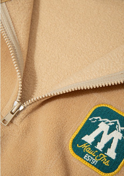 Yarı Fermuarlı Mavi Logo Kahverengi Sweatshirt 6S10153-83859