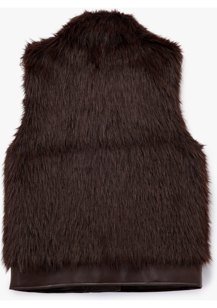 Kolsuz Fermuarlı Cepli Crop Suni Kürk Yelek fırsatları