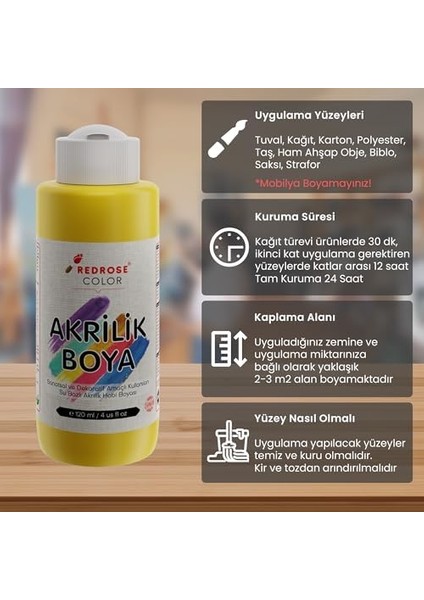 Rose Sarı Akrilik 120 ml fiyatları