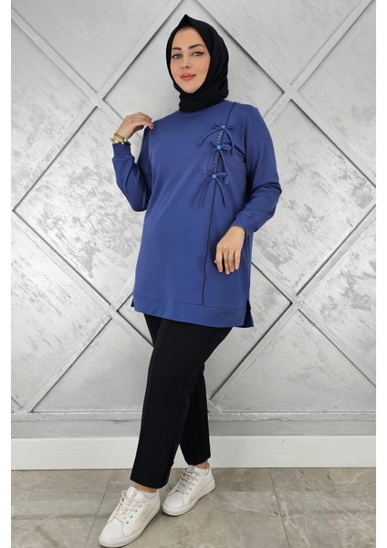 Kadın Düğme Taş Detaylı Biyeli Tesettür Tunik modelleri