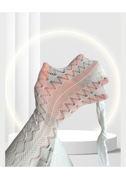 Pc Paris Devyn Beyaz Zigzag Desen Dantel Görünümlü Vintage Külotlu Çorap