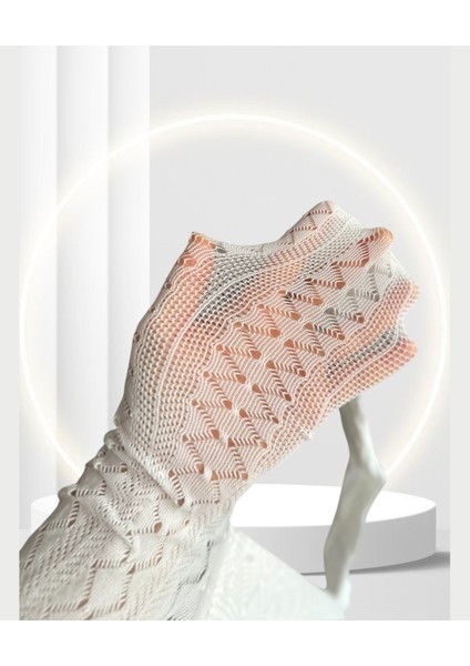 Pc Paris Devyn Beyaz Zigzag Desen Dantel Görünümlü Vintage Külotlu Çorap fiyatları