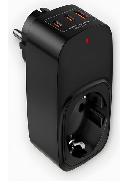 3680W 2.4A 2xusb 1xtype-C 1xsoket Alman Akım Korumalı Saf Bakır Çoklu Kablosuz Duvar Prizi 1050J