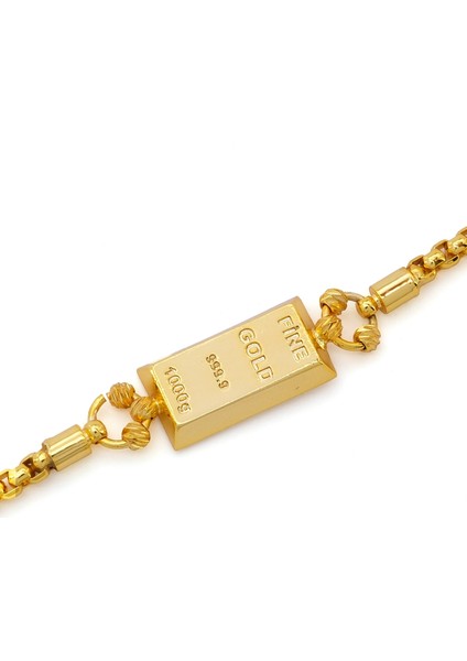 İmitasyon Altın Kaplama Çizgili Figaro Desenli Külçe Bileklik BLK-1156 indirimleri