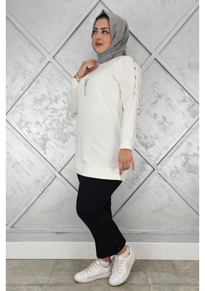 Kadın Kolu Aksesuar Detaylı Tesettür Tunik