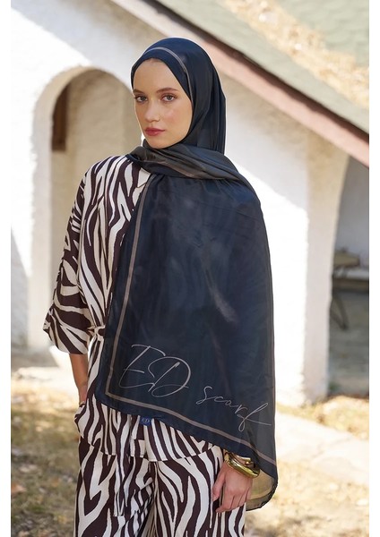 Siyah Ed Scarf Inspired Degrade Desen Şal