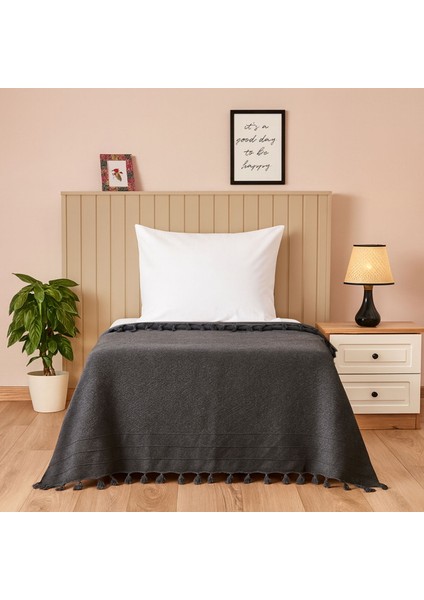Soft Arven Tek Kişilik Yatak Örtüsü - Antrasit - 160X230 cm
