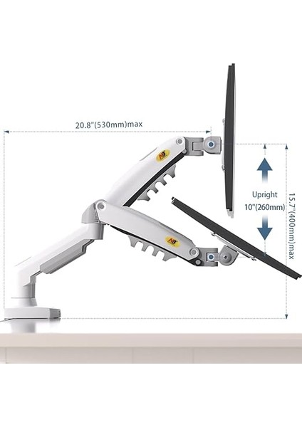 Bayou Nb Çift Monitör Masa Montaj Standı Tam Hareket Döner Bilgisayar Monitör Kolu Iki Ekran Için 17-27 Inç ile 4.4~20 Lb Yük Kapasitesi Her Ekran Için F160-W modelleri