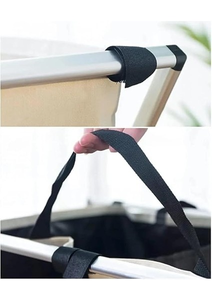 Home 3 Bölmeli Katlanabilir Çamaşır Sepeti – Siyah, Beyaz ve Gri Renklerde, Dayanıklı ve Şık Tasarım, Makinede Yıkanabilir Kumaşlı, Alüminyum Gövdeli, 64X42X58 cm Boyutlarında fırsatları