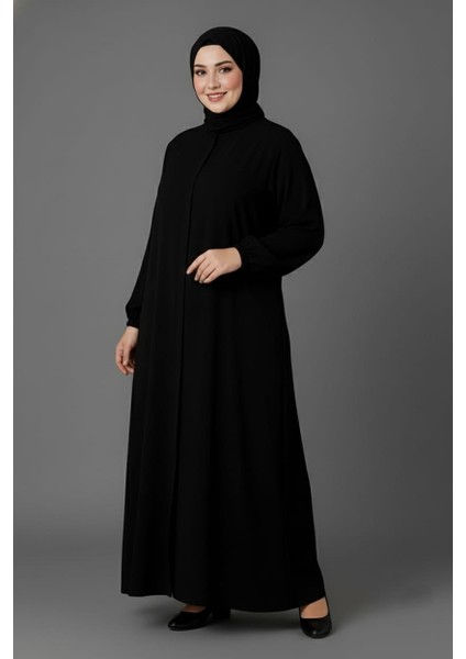 Medine Ipeği Mevlana Kesim Cepli Kuşaklı Bol Büyük Beden Ferace