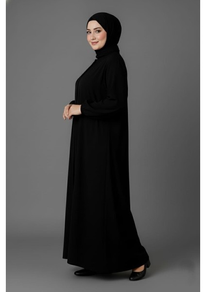 Medine Ipeği Mevlana Kesim Cepli Kuşaklı Bol Büyük Beden Ferace